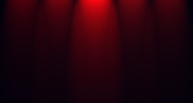 Red spotlight stage background with dark gradient and glowing light effect, ideal for concert, theater, presentation, poster, product display, or dramatic event design and digital graphic projects.