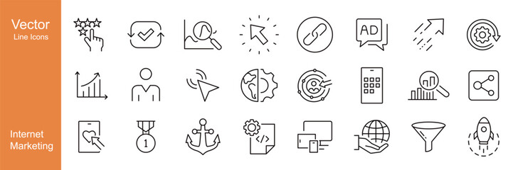 Internet Marketing Icons - Vector Line Icons. Editable Stroke.