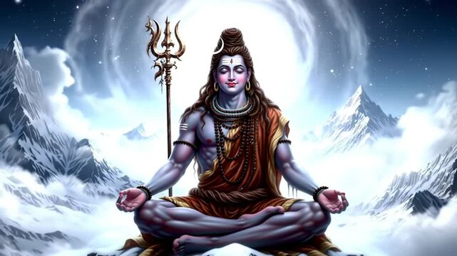 lord shiva meditating divine serenity himalayan landscape