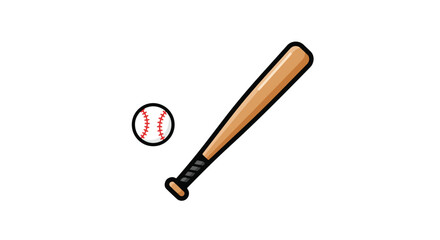 Bat Ball Baseball Vector Illustration &ndash; Ball and Bat Sport Icon Design Baseball Equipment Gear Illustration Vector Flat