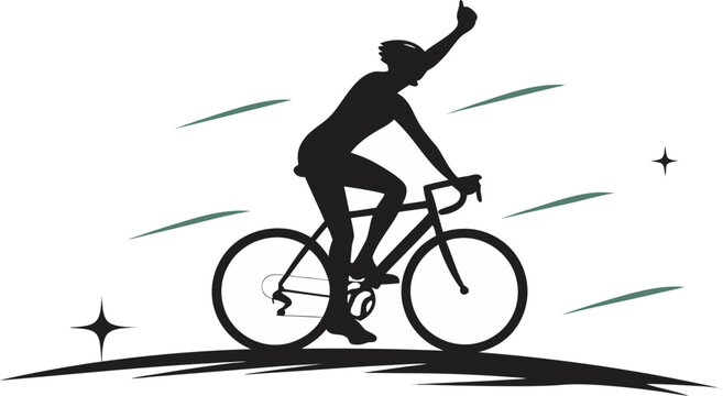 cyclist riding bike silhouette clean modern illus
