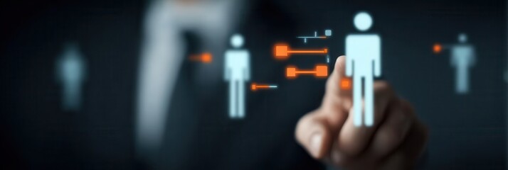 transparent human silhouette filled with automation technology digital ai business transformation management data flow