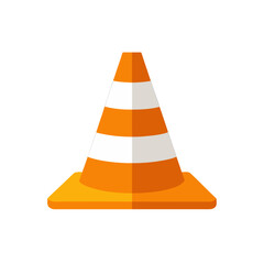 Orange and white traffic cone isolated on black background