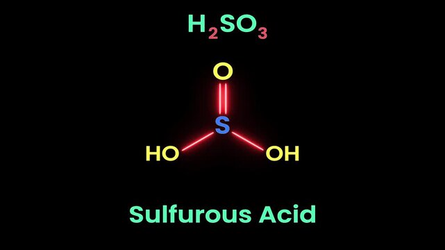 Sulfurous Acid molecular structure, Sulfurous acid is a weak acid. Sulfurous acid reacts with a base to produce a salt (sulfide) and water. Chemical structural formula of Sulfurous Acid. (H2SO3)