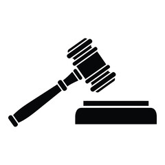 Gavel and sounding block icon symbolizing justice auction law legal proceedings and courtroom decisions silhouette