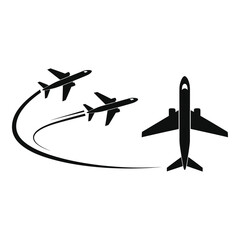 Three jet airplanes flying together iconic silhouette symbolizing travel transportation aviation and global journeys silhouette