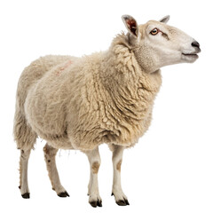 Fototapeta premium Woolly sheep posing, ready for spring shearing, perfect for farms, agriculture, or countryside themes, evoke warmth with this livestock animal 