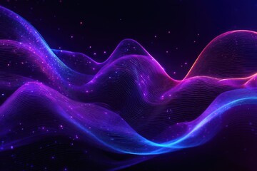 Abstract digital rendering of a multi-layered glowing, undulating wave form in vibrant colors