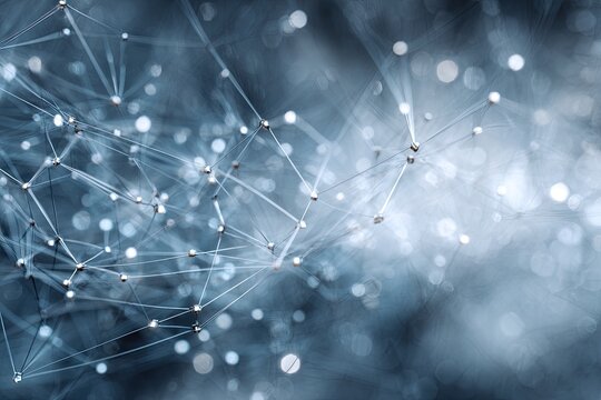 A close-up perspective of a complex network of interconnected nodes and lines, a digital structure