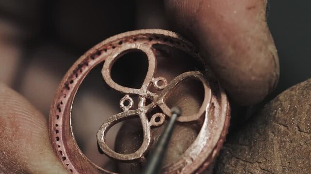 Artisan crafting elegant jewelry with precision &mdash; showcasing the detailed handmade process of designing, shaping, and polishing fine metal ornaments in a workshop.