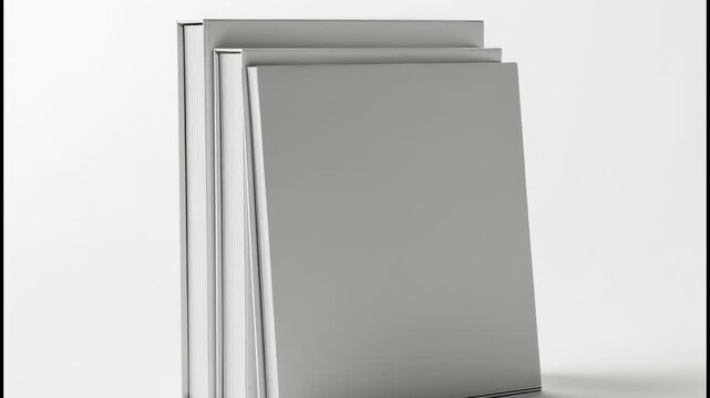 Libros minimalistas alineados sobre fondo blanco