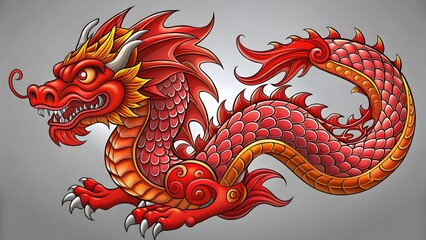 A fearsome red dragon with gothic undertones and a threatening look.