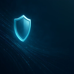Fototapeta premium Glowing shield icon in a digital backdrop