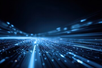 Abstract visual of digital data pathways, flowing luminous lines on circuit board