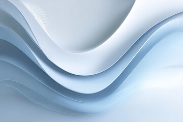 Obraz premium Abstract layered composition of graceful, undulating curves in soft gradient shades of blue and white