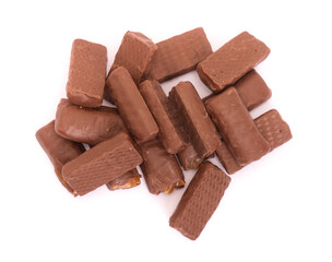 Group of broken chocolate bars