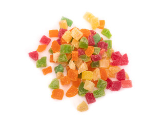 Pile of colorful dried fruit pieces