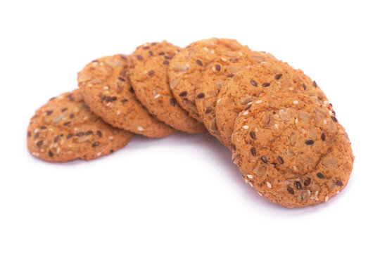 Grain cereal cookies isolated on white background