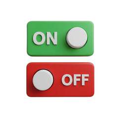 On-Off Toggle: A close-up shot of an 'ON' button glowing green, alongside an 'OFF' button in red, offering a clear visual representation of power or functionality states.