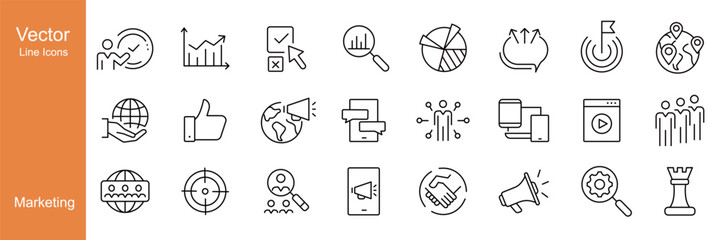 Marketing Icons - Vector Line Icons. Editable Stroke.