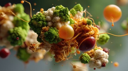 Abstract Microbial Life Form Representations with Organic Structures and Colorful Elements in a Dynamic Setting