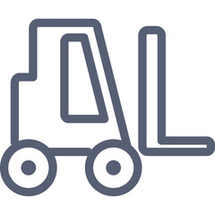Simple Outline Icon of a Blue Forklift Truck on a Transparent Background Representing Logistics and Material Handling Services