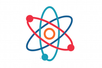 Atom model showing electrons orbiting nucleus, symbolizing science, physics, and chemistry concepts