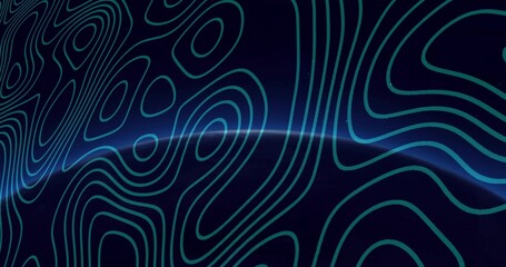 Neon teal contour lines swirling across digital canvas, with subtle horizontal glow line