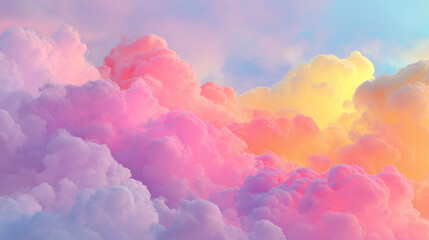Vibrant cotton candy clouds fantasy heaven concept