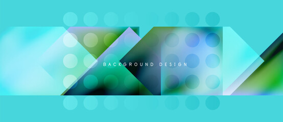 Fototapeta premium Abstract geometric shapes, vibrant colors, modern design. Gradient blends create dynamic visual effect. Background suitable for banners, presentations.