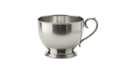 Silver metal cup reflects light, ideal for product staging, branding, or social media.