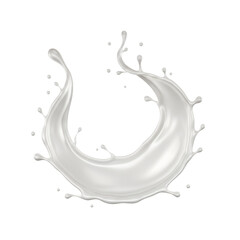 Liquid Dairy Swirl: Capture the elegant form of a fresh, milky liquid in motion, forming a dynamic swirl, expressing purity, freshness and vitality.