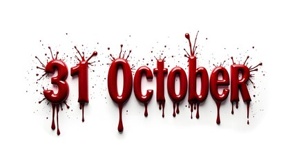 Bloody horror 31 October typography design with dripping letters and paint splash motion