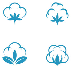 Fototapeta premium Set of Four Blue Cotton Boll Icons on White Background