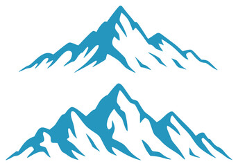 Fototapeta premium Two Stylized Blue Mountain Peaks on a White Background