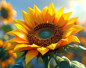 3D Render of Sunflower &mdash; Realistic Yellow Bloom Illustration