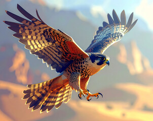 Majestic Falcon in Flight &ndash; 3D Illustration