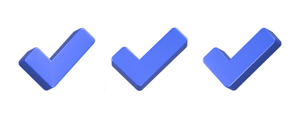 3d rendering design of blue check list icon symbol