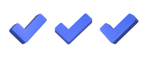 3d rendering design of blue check list icon symbol