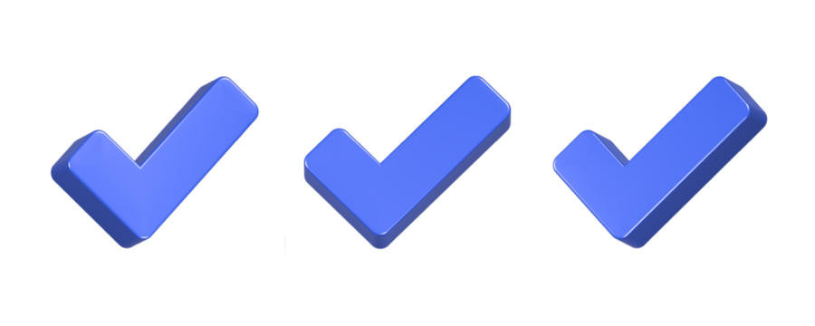 3d rendering design of blue check list icon symbol