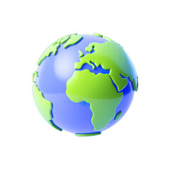 Naklejka premium Vibrant 3D globe displaying Europe and Africa continents in a modern, clean style