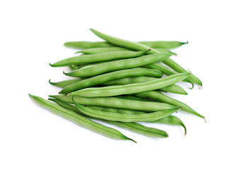 Fresh green beans isolated on white background