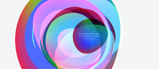 Abstract colorful layers create swirling vortex. Vibrant hues blend, forming dynamic visual impact. Modern design element.