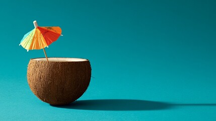 Coconut cocktail drink with umbrella summer vacation tropical beverage refreshing drink summer vibes beach