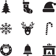 set of Christmas icons editable file