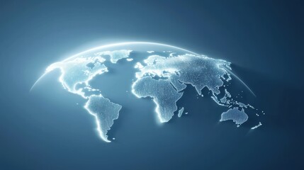 Obraz premium Globe Global data visualization with a glowing grid overlaying a world map.
