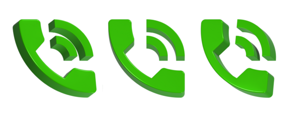 3d rendering design of the phone ring icon in green color