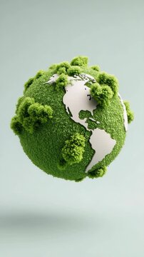 Green earth globe with trees symbolizing care for environment