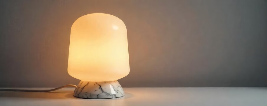 A sleek, modern table lamp crafted from polished marble, casting a warm, ambient glow Perfect for a minimalist interior design The elegant base complements various styles , base, light fixture, home