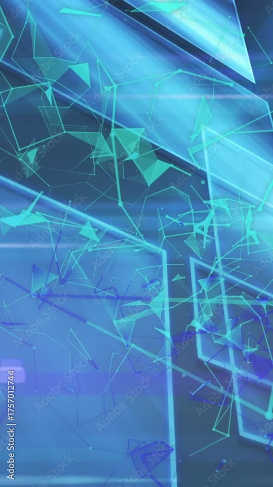 Wall mural animation of multiple blue shapes floating on blue background
